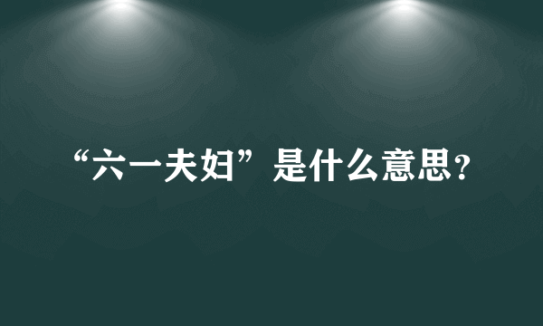 “六一夫妇”是什么意思？