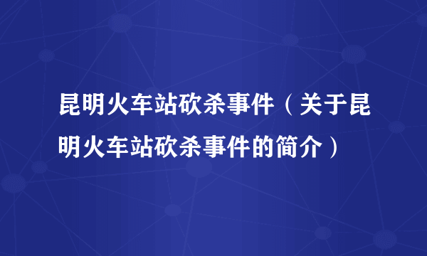 昆明火车站砍杀事件（关于昆明火车站砍杀事件的简介）