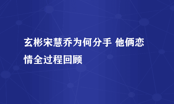 玄彬宋慧乔为何分手 他俩恋情全过程回顾