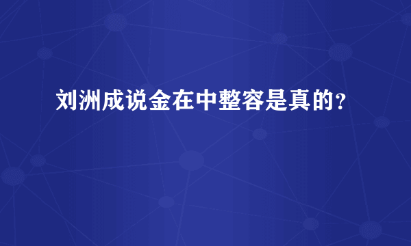 刘洲成说金在中整容是真的？