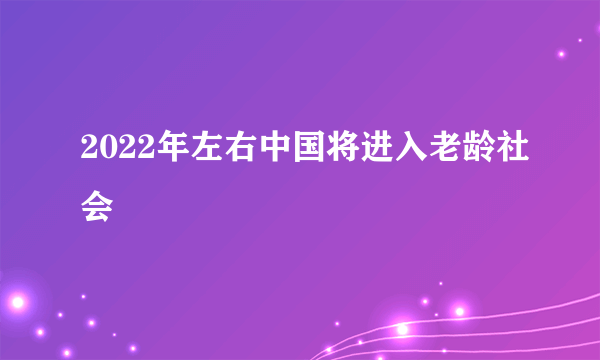 2022年左右中国将进入老龄社会