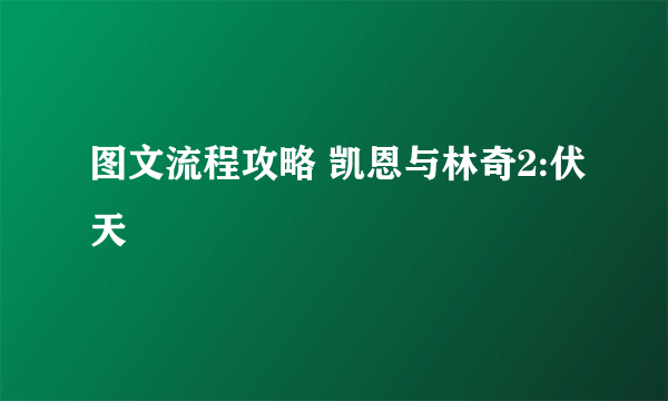 图文流程攻略 凯恩与林奇2:伏天