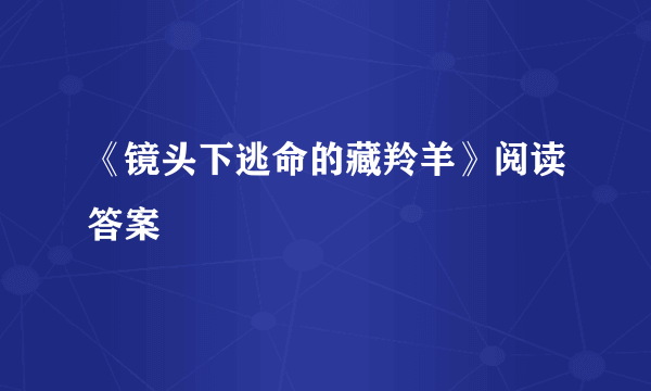 《镜头下逃命的藏羚羊》阅读答案