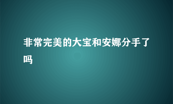 非常完美的大宝和安娜分手了吗