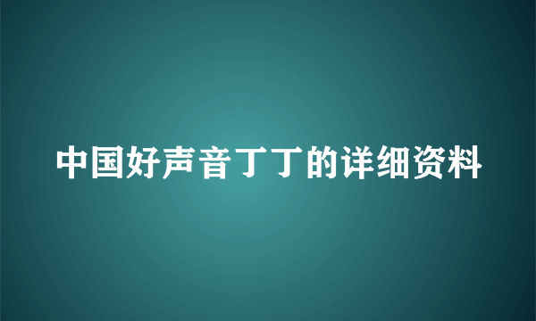 中国好声音丁丁的详细资料