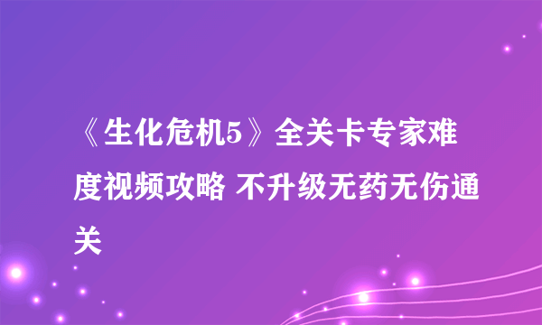 《生化危机5》全关卡专家难度视频攻略 不升级无药无伤通关