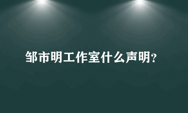 邹市明工作室什么声明？