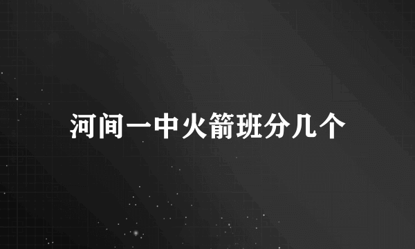 河间一中火箭班分几个