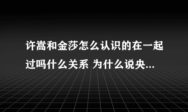 许嵩和金莎怎么认识的在一起过吗什么关系 为什么说央视惯着许嵩