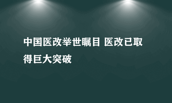 中国医改举世瞩目 医改已取得巨大突破