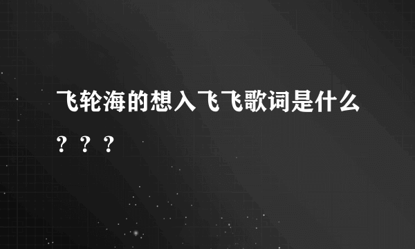 飞轮海的想入飞飞歌词是什么？？？