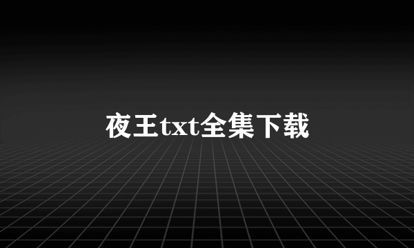 夜王txt全集下载