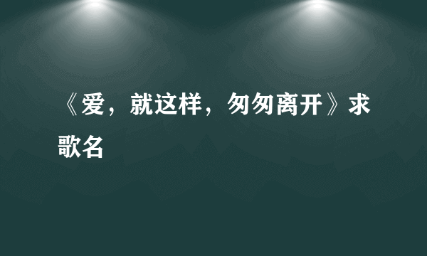 《爱，就这样，匆匆离开》求歌名