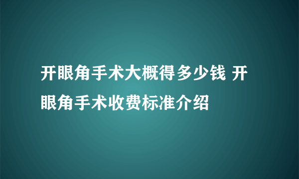 开眼角手术大概得多少钱 开眼角手术收费标准介绍