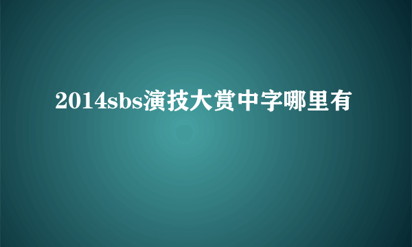 2014sbs演技大赏中字哪里有