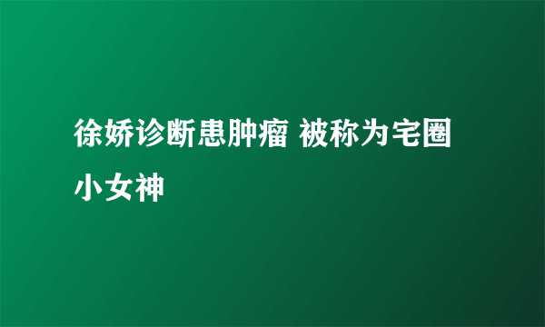 徐娇诊断患肿瘤 被称为宅圈小女神