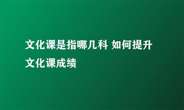 文化课是指哪几科 如何提升文化课成绩