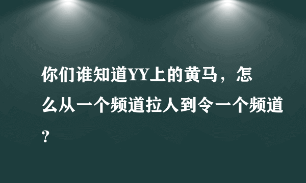 你们谁知道YY上的黄马，怎么从一个频道拉人到令一个频道？