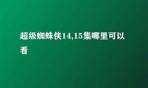 超级蜘蛛侠14,15集哪里可以看