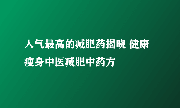 人气最高的减肥药揭晓 健康瘦身中医减肥中药方