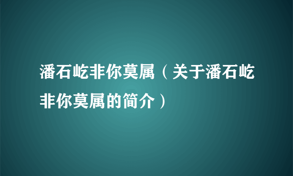 潘石屹非你莫属（关于潘石屹非你莫属的简介）