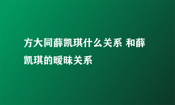 方大同薛凯琪什么关系 和薛凯琪的暧昧关系