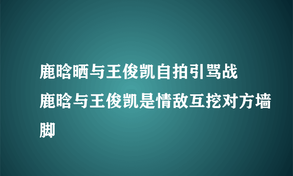 鹿晗晒与王俊凯自拍引骂战 鹿晗与王俊凯是情敌互挖对方墙脚