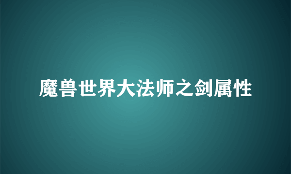 魔兽世界大法师之剑属性