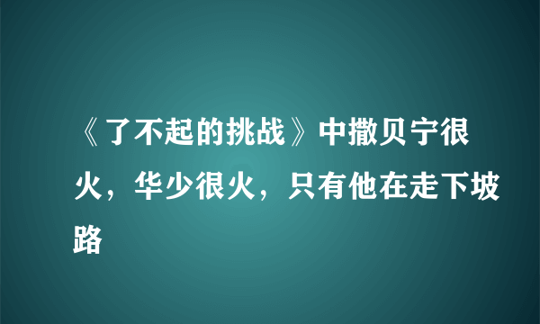 《了不起的挑战》中撒贝宁很火，华少很火，只有他在走下坡路