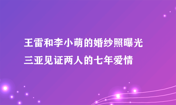 王雷和李小萌的婚纱照曝光 三亚见证两人的七年爱情