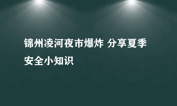 锦州凌河夜市爆炸 分享夏季安全小知识