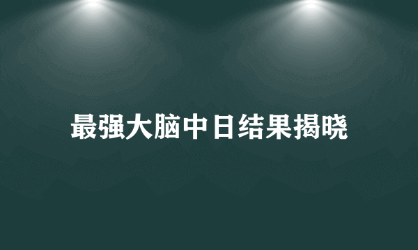 最强大脑中日结果揭晓