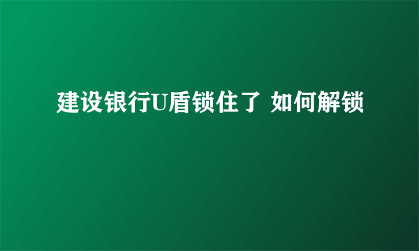 建设银行U盾锁住了 如何解锁