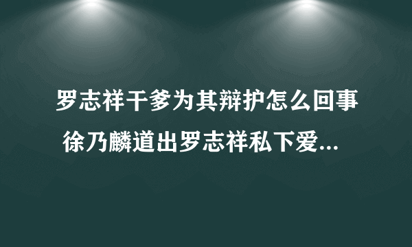 罗志祥干爹为其辩护怎么回事 徐乃麟道出罗志祥私下爱玩原因说了什么