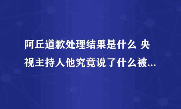 阿丘道歉处理结果是什么 央视主持人他究竟说了什么被封杀 - 娱乐八卦 - 飞外网