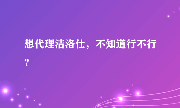 想代理洁洛仕，不知道行不行？