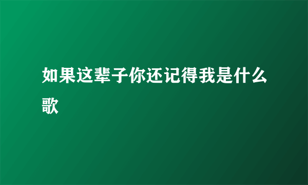 如果这辈子你还记得我是什么歌