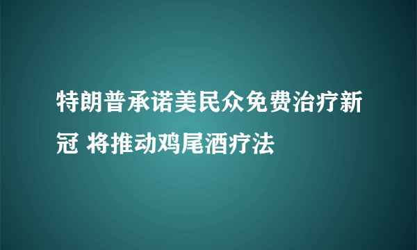 特朗普承诺美民众免费治疗新冠 将推动鸡尾酒疗法