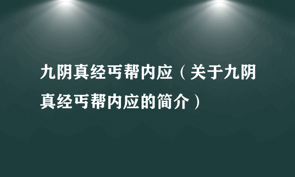 九阴真经丐帮内应（关于九阴真经丐帮内应的简介）