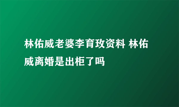 林佑威老婆李育玫资料 林佑威离婚是出柜了吗