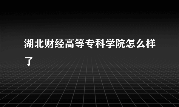 湖北财经高等专科学院怎么样了