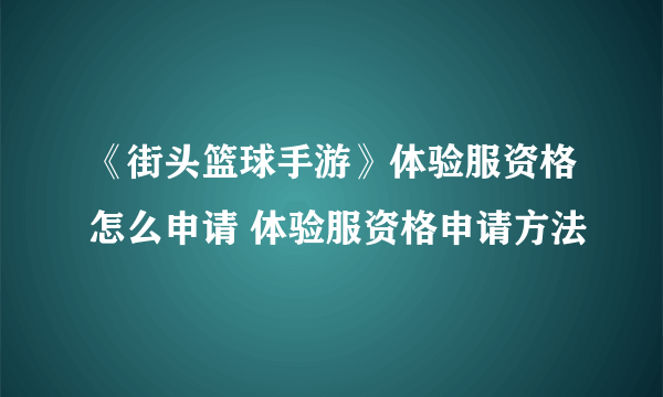 《街头篮球手游》体验服资格怎么申请 体验服资格申请方法