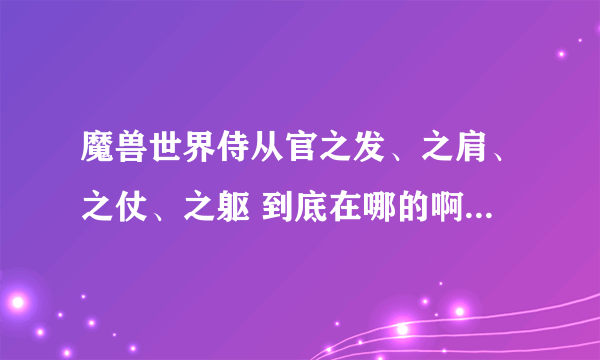 魔兽世界侍从官之发、之肩、之仗、之躯 到底在哪的啊？ 求图