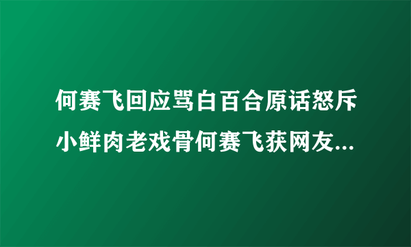 何赛飞回应骂白百合原话怒斥小鲜肉老戏骨何赛飞获网友支持_飞外网