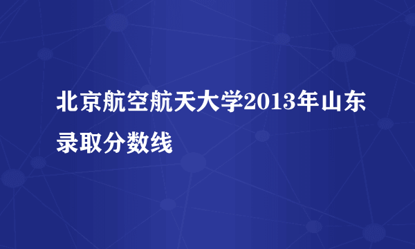 北京航空航天大学2013年山东录取分数线