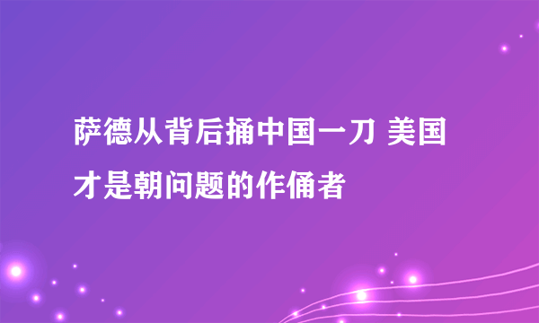 萨德从背后捅中国一刀 美国才是朝问题的作俑者