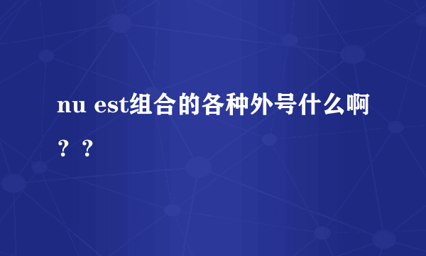 nu est组合的各种外号什么啊？？