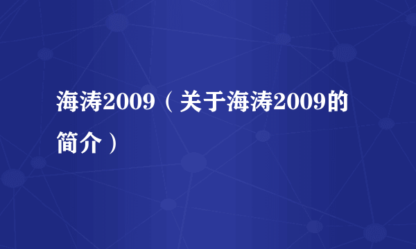 海涛2009（关于海涛2009的简介）