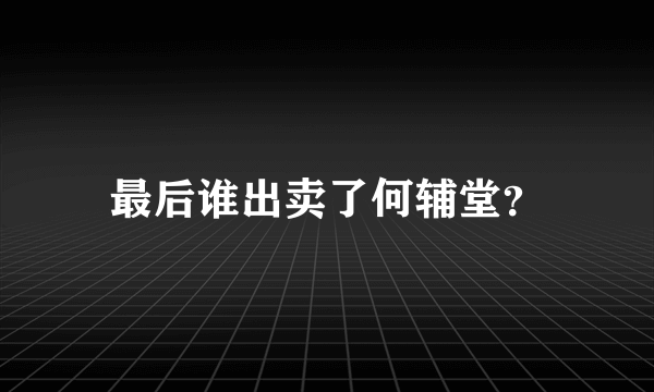 最后谁出卖了何辅堂？