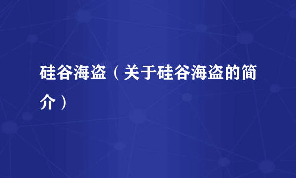 硅谷海盗（关于硅谷海盗的简介）